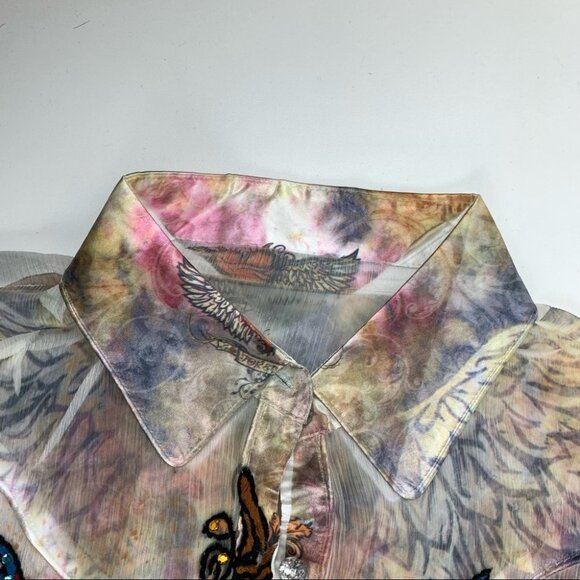 Vintage western Style Long  Sleeved Button Up Blouse - Picture 7 of 12